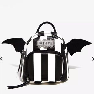 Beetlejuice Mini Wing Backpack - Black & White Stripes